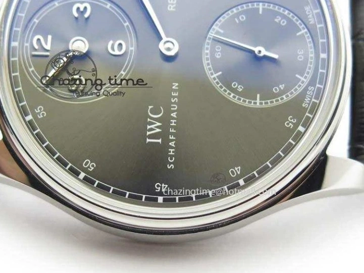 MIROTIME 0407 Portuguese IW544404 SS Gray Dial On Black Leather Strap A Practical 7259